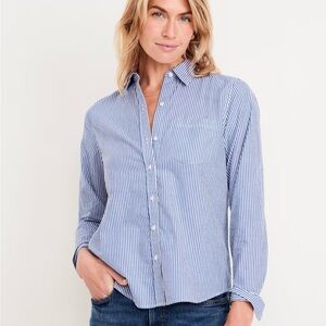 GAPBlue and White Striped Button-Up Shirt